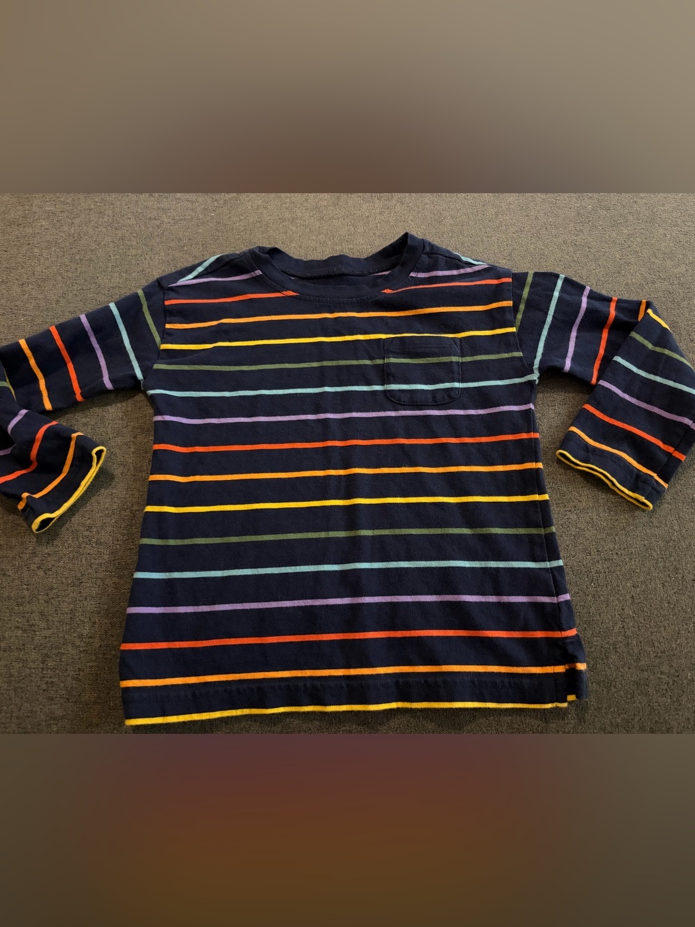 Primary Navy Tee with Multicolor Stripes